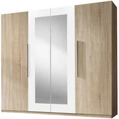 Szafy - Helvetia 22 fadh20 szafa na ubrania Viola z lustrami, 228 x 214 x 57 cm, dąb sonoma z białymi dodatkami 22FADH20 - miniaturka - grafika 1