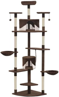 vidaXL Drapak dla kota z sizalowymi słupkami, 203 cm, brązowo-biały - Drapaki dla kotów - miniaturka - grafika 3