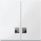 Wyłączniki światła i elektryczne - Merten 438519 przełącznik kołyskowy zapewnia przełącznik dwugrupowy z symbolem okna, biel polarna połyskująca, system M 4853789 - miniaturka - grafika 1