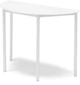 Meble do szkół i przedszkoli - AJ Produkty Stół BORS, półokrągły, 1200x600x900 mm, laminat biały, biały - miniaturka - grafika 1