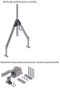 999 99968046 Suwnica bramowa aluminiowa z kołami + specjalne zblocze i wciągnik ręczny udźwig suwnicy/wciągnika 1000/1000 kg szerokość 4,23m wysokość 3,885m wys dla pracy wciągarki 2,23-3,50 m) 68046-uniw - Wciągarki - miniaturka - grafika 9