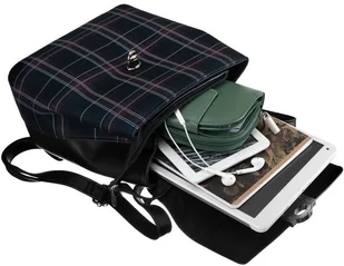 David Jones Plecak damski z frontem w kratę zamykany klapką, eko skóra - Plecaki - miniaturka - grafika 13