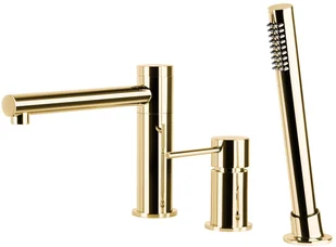 Corsan Bateria wannowa 3 otworowa CMB7542GL Lugo złota z wylewką i słuchawką prysznicową CMB7542GL - Baterie wannowe i prysznicowe - miniaturka - grafika 2