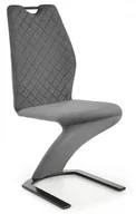 Krzesła - Halmar Krzesło tapicerowane szare velvet K442 na metalowej podstawie - miniaturka - grafika 1