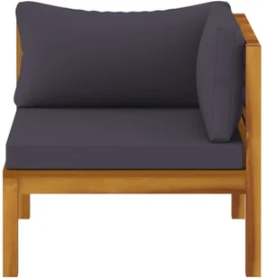 vidaXL Siedziska narożne z ciemnoszarymi poduszkami, 2 szt., akacjowe - Komplety wypoczynkowe - miniaturka - grafika 5