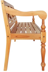 vidaXL Ławka Batavia, 136 cm, lite drewno mahoniowe, jasnobrązowa vidaXL - Ławki do przedpokoju - miniaturka - grafika 4