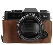 Akcesoria fotograficzne - MegaGear megagear "zawsze gotowy" skórzana torba na aparat FUJIFILM X-T20, Fujifilm X-T10  Half-Bottom etui ochronne  trwały, odporny na zadrapania i wgniecenia, ciemnobrązowy MG958 - miniaturka - grafika 1