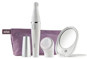 Pozostałe akcesoria kosmetyczne - Braun Brązowy zestaw Face 830 depilator Wet & Dry + torba + lustro twarzy, biały - miniaturka - grafika 1