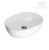 Umywalki - Oltens Hamnes Thin umywalka 49,5x35,5 cm nablatowa owalna z powłoką SmartClean biała 40819000 - miniaturka - grafika 1