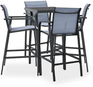 vidaXL 5-cz zestaw mebli barowych do ogrodu czarno-szary 3073575 - Pozostałe meble ogrodowe - miniaturka - grafika 2