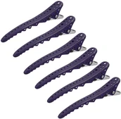 Pozostałe akcesoria fryzjerskie - Klamerki Klipsy Fryzjerskie Do Włosów Fioletowe 6szt. KL-E-27-PURPLE - miniaturka - grafika 1