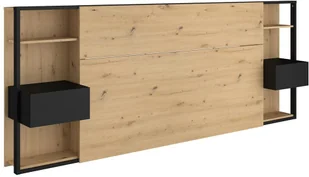 Vente-Unique pl Zagłówek z szafkami nocnymi MISTA 160 cm kolor dębowy i czarny - Inne meble do sypialni Vente-Unique pl Zagłówek z szafkami nocnymi MISTA 160 cm kolor dębowy i czarny - Inne meble do sypialni - miniaturka - grafika 1