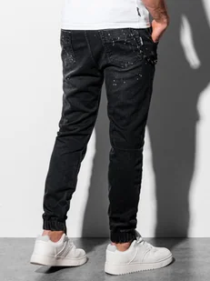 Ombre Spodnie męskie jeansowe joggery P939 - czarne - Spodnie męskie - miniaturka - grafika 5
