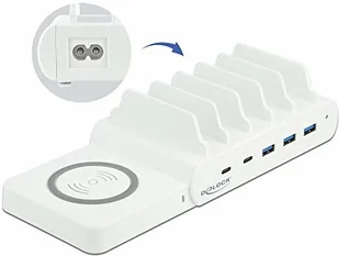 Delock Stacja ładująca USB 6 w 1 z bezprzewodową ładowarką, ładowanie do 6 urządzeń jednocześnie do laptopów, smartfonów i tabletów, (2 x USB-C PD + 3 x USB A) o mocy 110 W, 41450 41450 - Huby USB Delock Stacja ładująca USB 6 w 1 z bezprzewodową ładowarką, ładowanie do 6 urządzeń jednocześnie do laptopów, smartfonów i tabletów, (2 x USB-C PD + 3 x USB A) o mocy 110 W, 41450 41450 - Huby USB - miniaturka - grafika 1