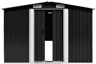 vidaXL Szopa ogrodowa, 257 x 398 x 178 cm, metal, antracytowa - Altany ogrodowe - miniaturka - grafika 5