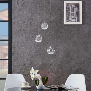 Lampenwelt com Lampa wisząca LED Hayley szklana kula 3-pkt. chrom - Lampy sufitowe - miniaturka - grafika 3