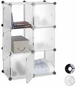 Regały - Relaxdays system regałowy z 6 drzwiami, DIY, Cubes, z uchwytami, ścianka działowa, tworzywo sztuczne, wys. x szer. x gł.: 97,5 x 66 x 32 cm, różne kolory - miniaturka - grafika 1