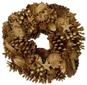 Ozdoby bożonarodzeniowe - Wianek świąteczny 26 cm złoty - miniaturka - grafika 1