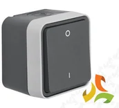 Wyłączniki światła i elektryczne - Hager BERKER W.1 Wyłącznik 1-klawiszowy 2-biegunowy z nadrukiem "0/1" IP55 szary 30723505 - miniaturka - grafika 1