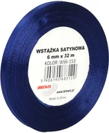 Pasmanteria - Brewis Wstążka dekoracyjna satynowa 6mm/32m granatowa 153 - miniaturka - grafika 1