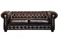 Sofy i kanapy - Chesterfield LINEA SOFA 3-osobowa kanapa BRENTON 100% skóry bawolej - Kolor: czekoladowy z kasztanowymi refleksami - miniaturka - grafika 1
