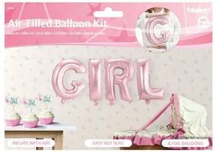 FOL Napis "Girl" z różowych balonów foliowych - 1 kpl. F29283 - Baby shower i roczek - miniaturka - grafika 2