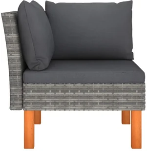 VidaXL Sofa narożna, polirattan i lite drewno eukaliptusowe 315754 - Sofy ogrodowe - miniaturka - grafika 2