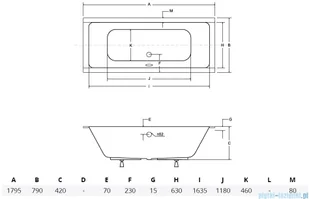 Besco Quadro Slim 180x80 WAQ-180-SL - Wanny - miniaturka - grafika 2