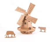 Modele do sklejania - Leolandia Wiatrak z tektury do składania, karton naturalny Leolandia L02012-N - miniaturka - grafika 1