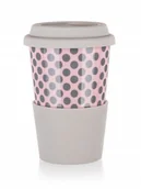 Kubki - Banquet Kubek ceramiczny z pokrywką silikonową GO 400 ml, różowy - miniaturka - grafika 1