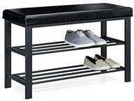 Szafki na buty - Relaxdays szafka na buty z miejscem do siedzenia, dwupoziomowa, otwarta, mieści 6-8 par butów, tapicerka ze sztucznej skóry, 49 x 81 x 32 cm (wys. x szer. x głęb.) 10020370_46 - miniaturka - grafika 1