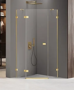 New Trendy EXK-3840 KABINA AVEXA GOLD SHINE PI$582CIOKąTNA L 80x80x200 CZYSTE 6mm ACTIVE SHIELD - Kabiny prysznicowe - miniaturka - grafika 2