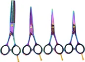 Nożyczki fryzjerskie - Gepard Zestaw Degażówki Nożyczki Fryzjerskie 4,0 4,5 5,5 Quatros Multicolor ZNS-408 - miniaturka - grafika 1