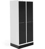 Meble do szkół i przedszkoli - AJ Produkty Szafka do szatni ROZ, 2 moduły, 4 drzwi, 1740x800x550 mm, czarny, z podstawą - miniaturka - grafika 1