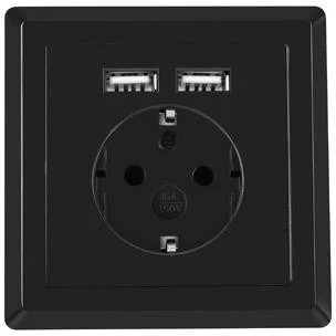 LANBERG Gniazdo podtynkowe 230V pojedyncze + 2x USB 2.1A schuko czarne + EKSPRESOWA AC-WS01-USB2-F-B - Wtyczki i adaptery - miniaturka - grafika 2