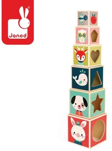 Janod DREWNIANA PIRAMIDA wieża Baby Forest J08016 - Klocki - miniaturka - grafika 2