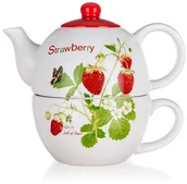 Dzbanki i imbryki - Banquet imbryk ceramiczny z filiżanką STRAWBERRY - miniaturka - grafika 1