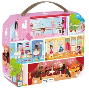 Janod Dzieci Puzzle Dance Academy 100 sztuk gry edukacyjne umiejętności motoryczne i koncentracja etui z uchwytem wykonane we Francji i certyfikowane przez FSC-zielone atramenty od 6 lat, J02616 J02616 - Puzzle - miniaturka - grafika 4