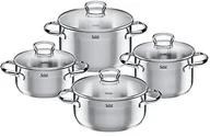 Rondle - Silit 4-częściowy zestaw garnków, stal nierdzewna polerowana, wysoko powlekana, szklane pokrywki, brytfanna, nadają się do płyt indukcyjnych i do mycia w zmywarce 2109273608 - miniaturka - grafika 1