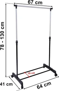 Wieszak stojący na kółkach VERA regulowany - pojedynczy - Wieszaki i stojaki - miniaturka - grafika 3