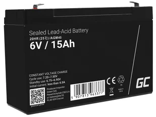 Green Cell Akumulator bezobsługowy AGM VRLA 6V 15Ah do systemów alarmowych i zabawek AGM40 - Baterie do zasilaczy awaryjnych UPS - miniaturka - grafika 2