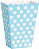 Dekoracje i nakrycia stołu na imprezę - Unique Pudełka na popcorn błękitne w białe kropki - 8 szt. U59299 - miniaturka - grafika 1