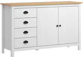 Komody - vidaXL Komoda Hill Range, biała, 130x40x80 cm, lite drewno sosnowe - miniaturka - grafika 1