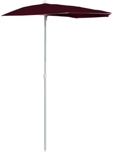 vidaXL Półokrągły parasol ogrodowy na słupku, 180x90 cm, bordowy vidaXL - Parasole ogrodowe - miniaturka - grafika 3