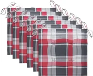 Pozostałe meble ogrodowe - vidaXL Poduszki na krzesła ogrodowe 6 szt. czerwona krata 50x50x4cm  314070 - miniaturka - grafika 1