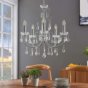 Lampenwelt com Chromowany żyrandol Solveig z kryształkami - Lampy sufitowe - miniaturka - grafika 2