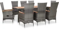 Meble ogrodowe - vidaXL 9-cz. zestaw mebli ogrodowych z poduszkami, polirattan, szary - miniaturka - grafika 1