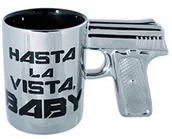 Kubki - Out of the Blue 78/8107 kamienia dobrze kubek z uchwytem z pistoletem, Hasta La Vista Baby, około 16 x 10 cm, srebrny 78/8107 - miniaturka - grafika 1