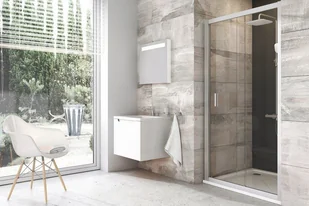 Ravak Blix BLDP2 Drzwi prysznicowe 100x190 cm z powłoką AntiCalc profile aluminium szkło przezroczyste 0PVA0C00Z1 - Ścianki i drzwi prysznicowe - miniaturka - grafika 2