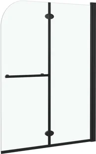 VidaXL Lumarko Składany parawan nawannowy, 2 panele, ESG, 95 x 140 cm, czarny 147193         VidaXL - Parawany nawannowe - miniaturka - grafika 4